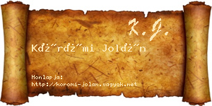 Körömi Jolán névjegykártya