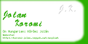 jolan koromi business card